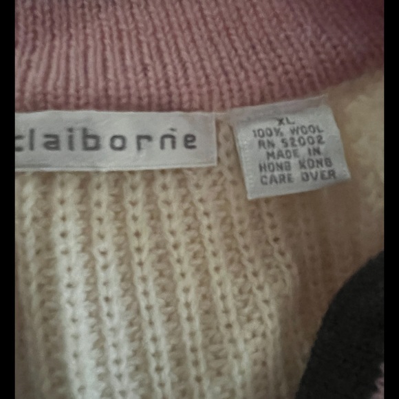 CLAIBORNE Men’s True Vintage Sweater XL 100% Wool PREPPY V-Neck - Picture 6 of 6